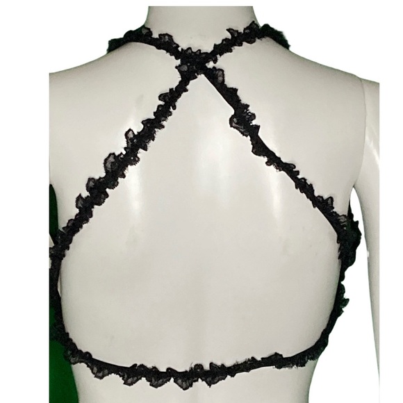 NWT Olivaceous Black Sheer Ruffle Strap Bralette - Sz M - Picture 3 of 6